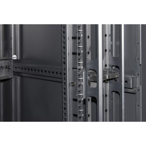 ARMADIO RACK 19" 42U (A)2055, (L)800, (P)800 COLORE NERO PORTA VETRO DISASSEMBLATO CON GUIDACAVI  LATERALE