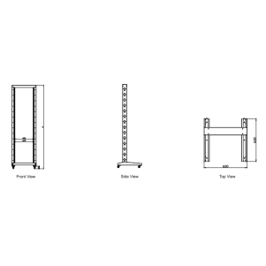 FRAME DI MONTAGGIO APERTO 19" 42 UNITA' CON 2 MONTANTI 600X600 MM COLORE NERO