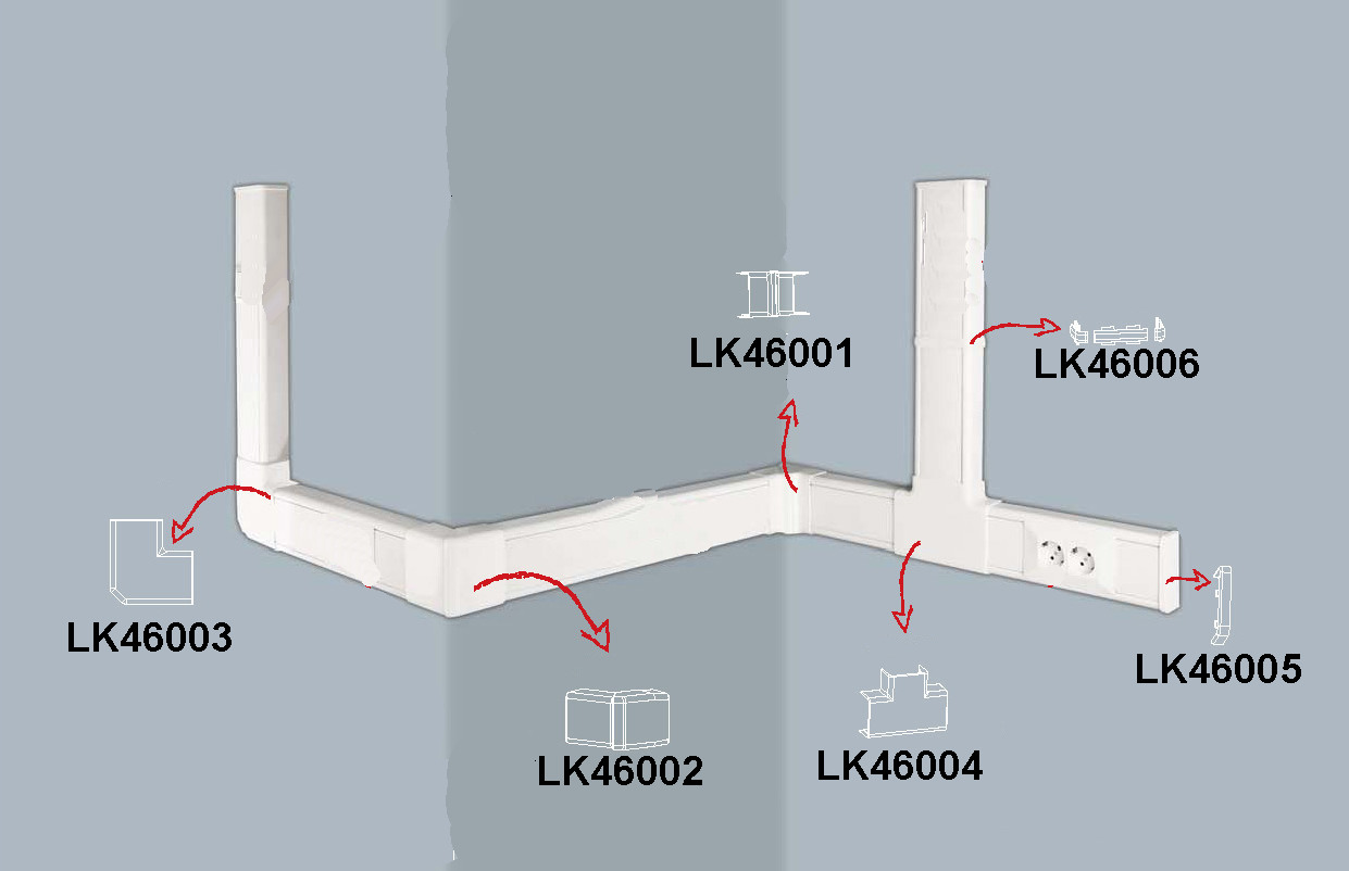 ANGOLO INTERNO REGOLABILE PER CANALINA LK46118 MM. 46X18