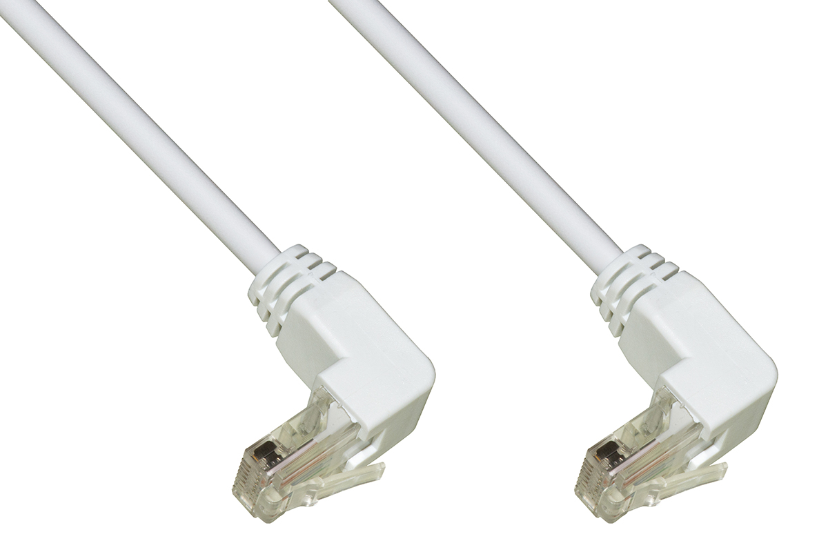 CAVO RETE UTP CAT. 5E NON SCHERMATO MT. 0,5 COLORE BIANCO 2 CONNETTORI 90°