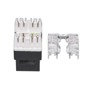 PRESA RETE KEYSTONE JACK RJ45 CATEGORIA 5E UTP COLORE NERO 180° CONTATTI DORATI 50 MICRON