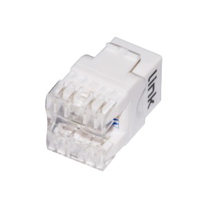 PRESA RETE KEYSTONE JACK RJ45 CATEGORIA 5E UTP COLORE BIANCO 180° CONTATTI DORATI 50 MICRON