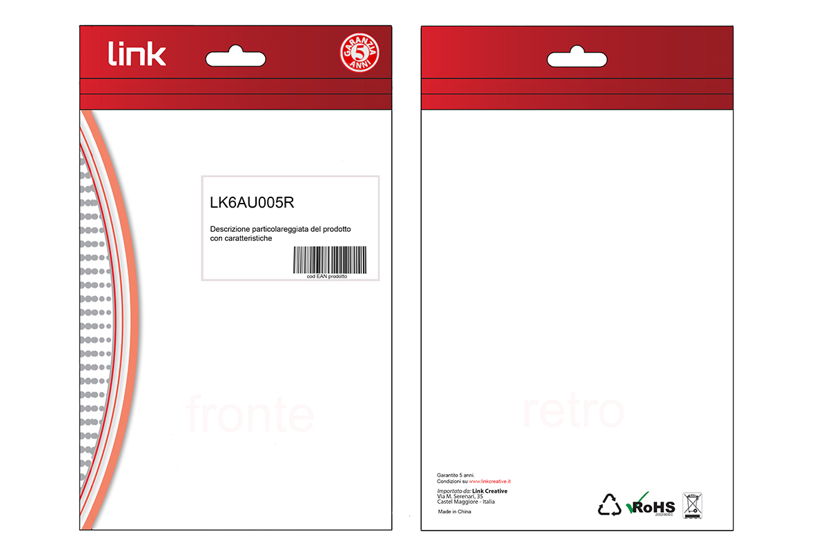 CAVO RETE CATEGORIA 6A NON SCHERMATO UTP AWG24 COLORE ROSSO HALOGENFREE MT 0,5