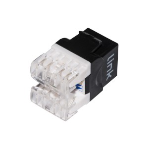 PRESA RETE KEYSTONE JACK RJ45 CATEGORIA 6A UTP COLORE NERO 180° CONTATTI DORATI 50 MICRON