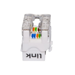 PRESA RETE KEYSTONE JACK RJ45 CATEGORIA 6 UTP COLORE BIANCO 180° CONTATTI DORATI 50 MICRON