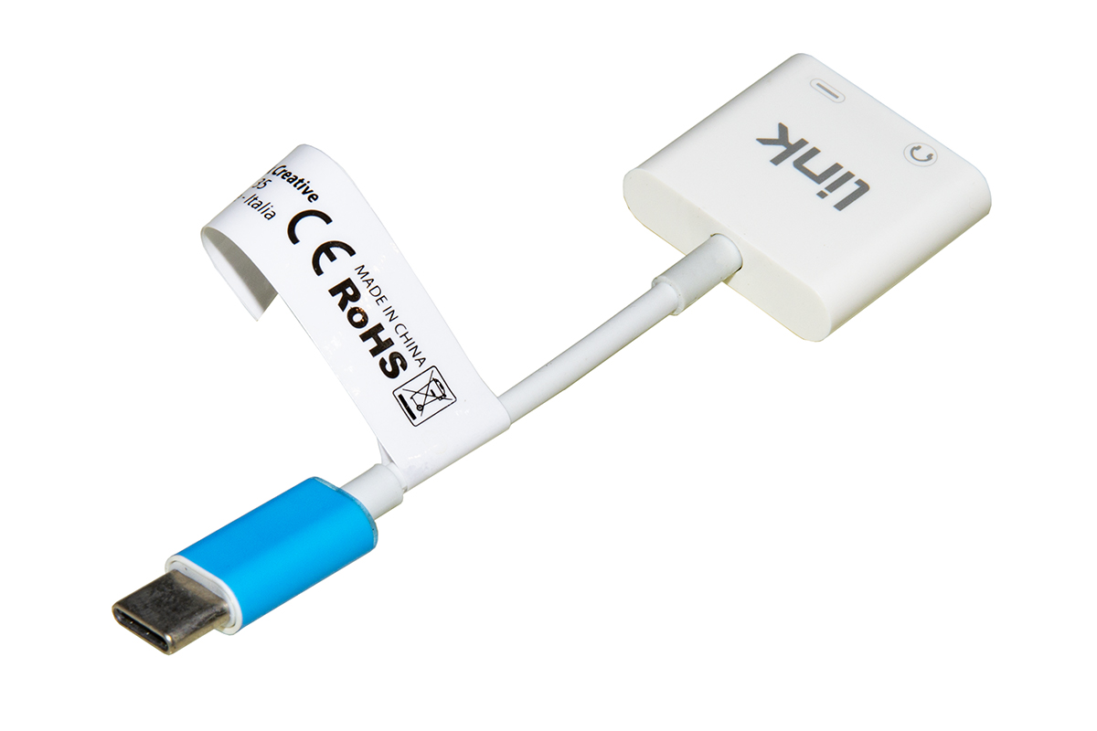 ADATTATORE SPLITTER USB-C MASCHIO PER RICARICA SMARTPHONE E AUDIO CON MICROFONO PER TELEFONATE E MUSICA CM 15