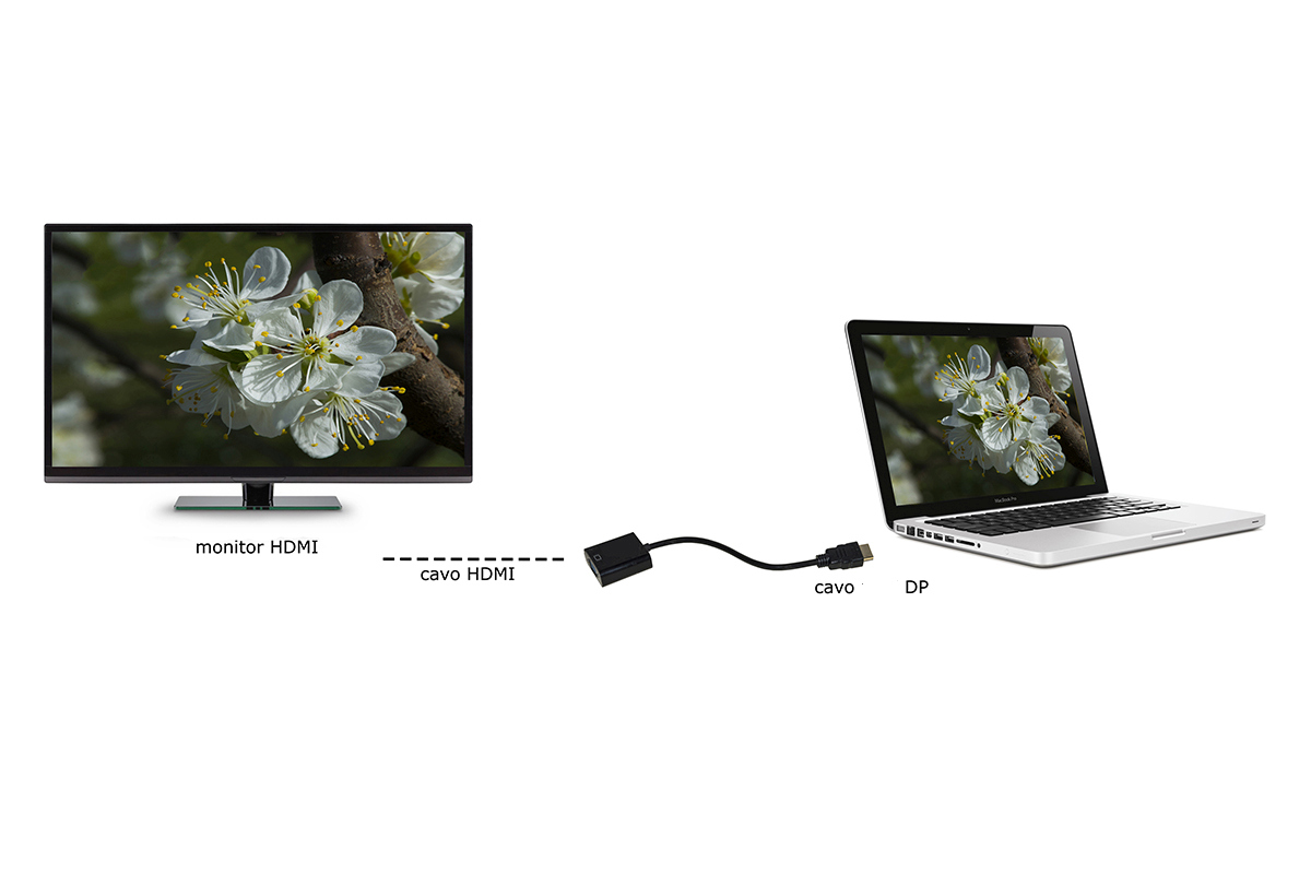 ADATTATORE DISPLAYPORT 1.2 MASCHIO - HDMI® 1.4 FEMMINA CONTATTI DORATI 4K@30HZ CM 20