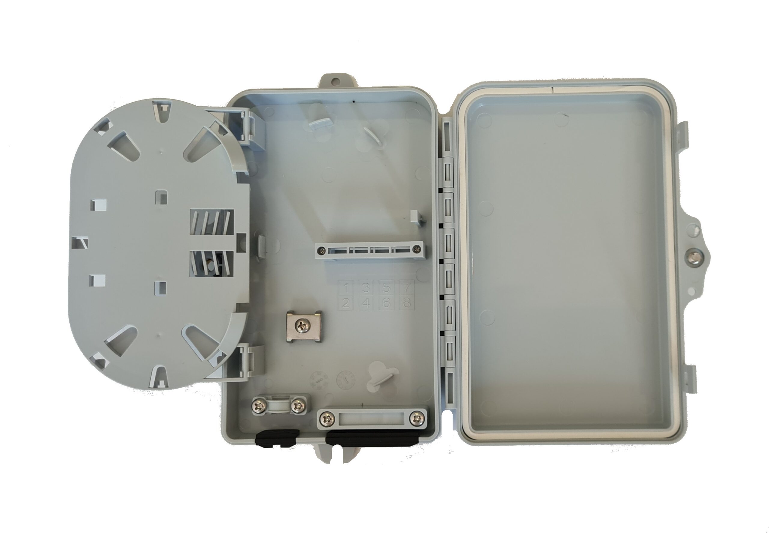 BOX DA ESTERNO 4 PORTE PER CONNETTORI FIBRA OTTICA SC SIMPLEX O LC DUPLEX PER APPLICAZIONI FTTH IP67
