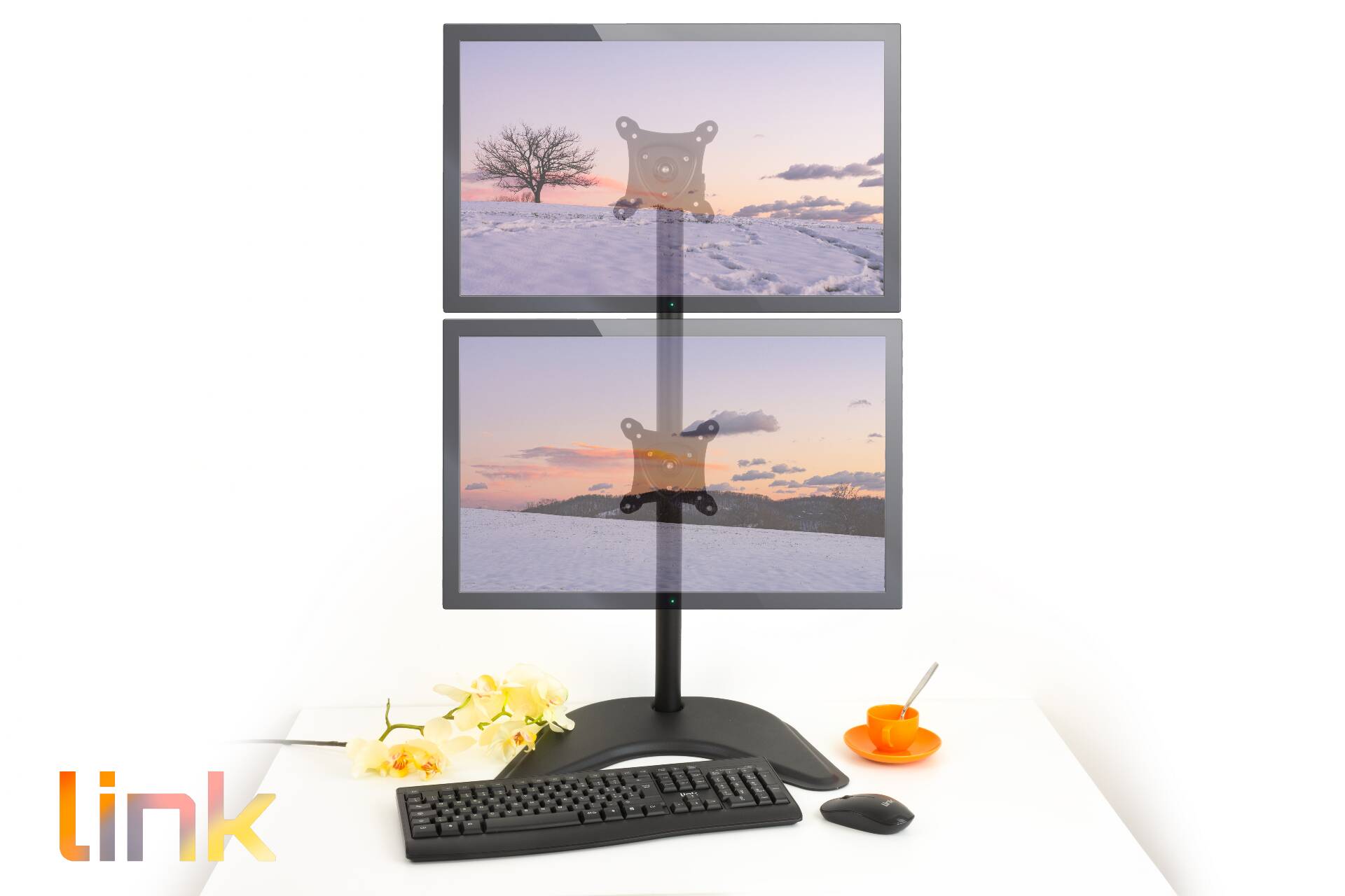 SUPPORTO DA TAVOLO CON BASE FINO A DUE VIDEO FINO A 15 KG DA 13 A 27" FINO A VESA 100X100