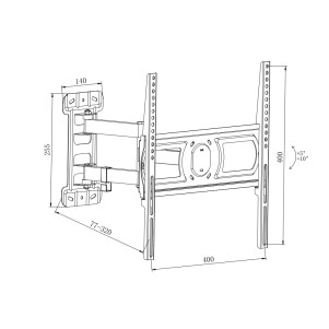 STAFFA A MURO PER TV FINO A 40 KG, DA 32 A 55" FINO A VESA 400X400 CON 3 SNODI ORIENTAMENTO ALTO/BASSO 5-10°ORIENTAMENTO LATERALE 45°