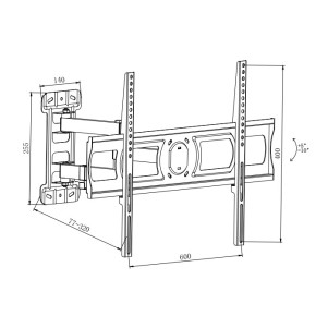 STAFFA A MURO PER TV FINO A 40 KG, DA 37 A 70" FINO A VESA 400X600 CON 3 SNODI ORIENTAMENTO ALTO/BASSO 5-10° ORIENTAMENTO LATERALE 45°