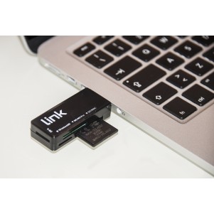 MINI LETTORE CARD USB 3.0 FINO A 5 GBPS LETTURA SIMULTANEA DI 4 SCHEDE T-FLASH, MICRO SD, SD, MMC, RS-MMC, MS, MS PRO, MS, MS DUO