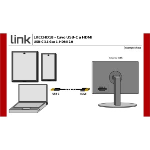 CAVO USB-C¨ MASCHIO - HDMI® MASCHIO CON HDCP 2.2 4K60HZ MT 1,80