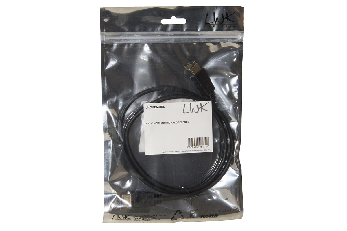CAVO HDMI® 4Kx2K 60HZ GUAINA HALOGENFREE PER PC, NOTEBOOK, HDTV, ECC CONTATTI DORATI MT 1,8