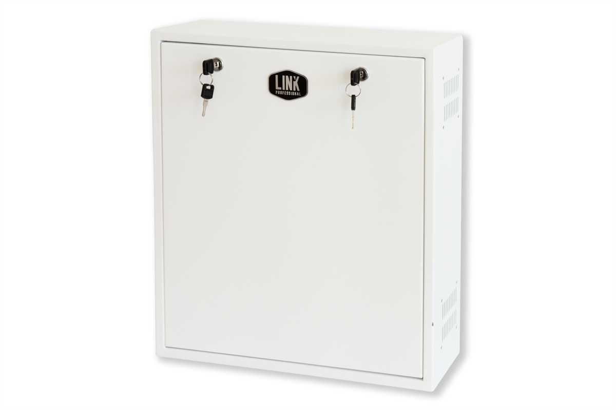 BOX A MURO PER DVR, 2 CHIAVI, 2 SWITCH PER ALLARMI  BIANCO, CM 43X13X50