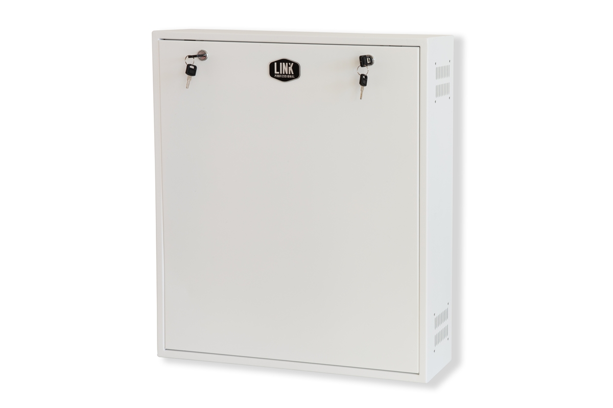 BOX A MURO PER DVR, 2 CHIAVI, 2 SWITCH PER ALLARMI  BIANCO, CM 53X13X65
