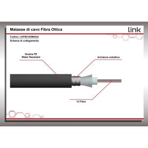 CAVO FIBRA OTTICA 12 FIBRE ARMATO DA ESTERNO/INTERNO ANTIRODITORE OM4 (AL METRO)