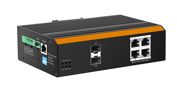 SWITCH INDUSTRIALE MANAGED CON 4 PORTE GIGABIT POE CON 2 PORTE SFP PER FIBRA OTTICA