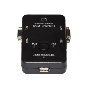 SWITCH KVM MANUALE PER 2 PC USB/VGA CON 1 MOUSE, 1 TASTIERA USB E 1 MONITOR VGA CON CAVI INCLUSI
