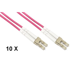 CONFEZIONE 10 CAVO FIBRA OTTICA LC A LC MULTIMODE DUPLEX OM4 GUAINA 2 MM 50/125 MT.1