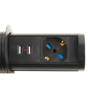 MULTIPRESA DA TAVOLO ESTRAIBILE CON UNA PORTA UNIVERSALE ITA/SCHUKO, CARICABATTERIE SENZA FILI E 2 PORTE USB