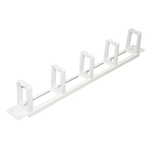 LISTELLO GUIDACAVI FORATO PER ARMADI 19" (1 UNITA') GRIGIO CHIARO CON 5 GANCI