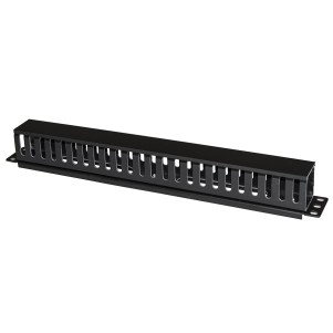 PANNELLO PASSACAVI 1 UNITA' A GABBIA PER RACK 19" CON COPERCHIO SCORREVOLE 25 SLOT COLORE NERO