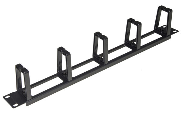 LISTELLO GUIDACAVI FORATO PER ARMADI 19" (1 UNITA') NERO CON 5 GANCI