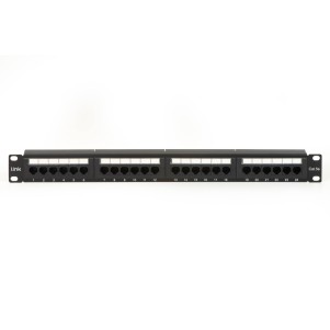 PANNELLO PATCH 19" NON SCHERMATO UTP 24 PORTE 8 POLI RJ45 PER RETI CATEGORIA 5E NERO