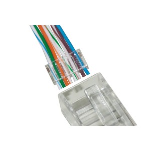 CONFEZIONE 100 CONNETTORI 8 POLI CAT 5E UTP NON SCHERMATO RJ45 CON INSERTO PER CAVO FLESSIBILE