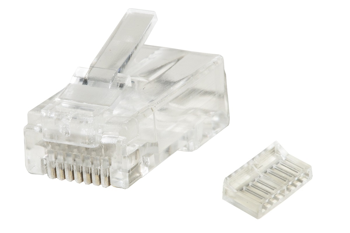 CONFEZIONE 100 CONNETTORI 8 POLI CAT 6 UTP NON SCHERMATO RJ45 CON INSERTO PER CAVO FLESSIBILE