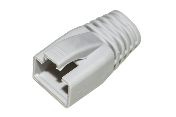 CONFEZIONE 100 COPRICONNETTORI 8MM PER PLUG RJ45 8 POLI CAVO CAT 5E-6-7 GRIGIO