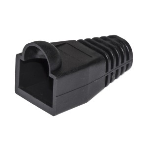 CONFEZIONE 100 COPRICONNETTORI 6MM PER PLUG RJ45 8 POLI CAVO CAT 5E- 6 NERI