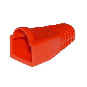 CONFEZIONE 100 COPRICONNETTORI 6MM PER PLUG RJ45 8 POLI CAVO CAT 5E- 6 ROSSI
