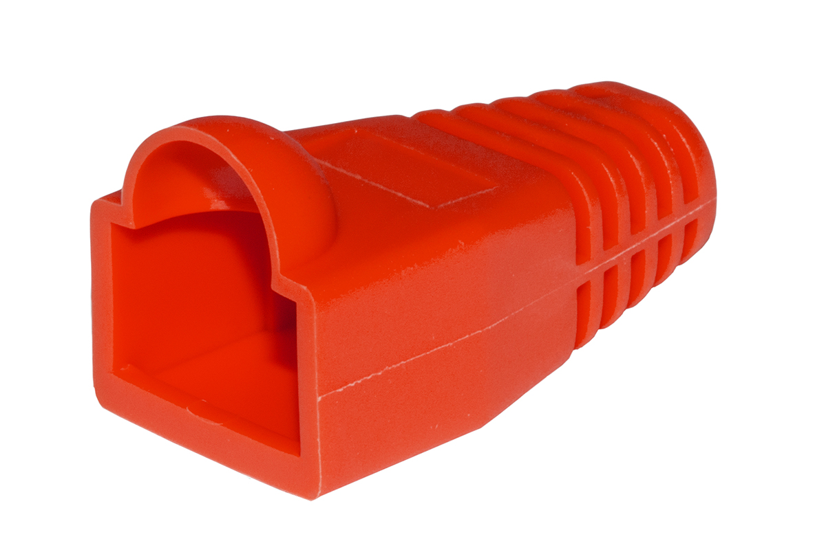 CONFEZIONE 100 COPRICONNETTORI 6MM PER PLUG RJ45 8 POLI CAVO CAT 5E- 6 ROSSI