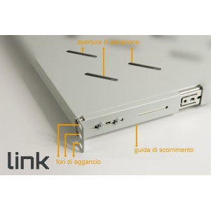 RIPIANO UNIVERSALE PER ARMADIO RACK19"  ESTRAIBILE SU BINARI TELESCOPICI 1 UNITA' GRIGIO 350MM.
