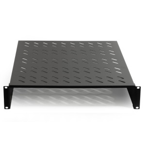RIPIANO PER ARMADIO 19" 2 UNITA' PROFONDITA' 550 MM. (UNIVERSALE) 2 ATTACCHI (FRONTALI) COLORE NERO