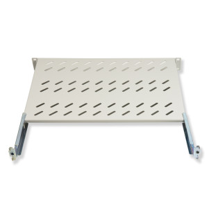 RIPIANO UNIVERSALE PER ARMADIO RACK 19" ALLUNGABILE 570 MM CON 4 AGGANCI GRIGIO