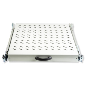 RIPIANO UNIVERSALE PER ARMADIO RACK 19" ESTRAIBILE SU BINARI TELESCOPICI 1 UNITA' GRIGIO 570 MM.