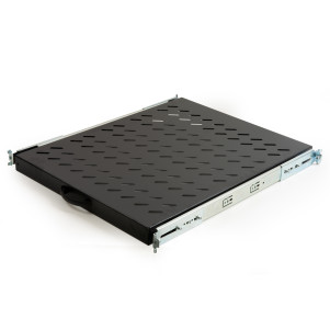 RIPIANO UNIVERSALE PER ARMADIO RACK 19" ESTRAIBILE SU BINARI TELESCOPICI 1 UNITA' NERO 570 MM.