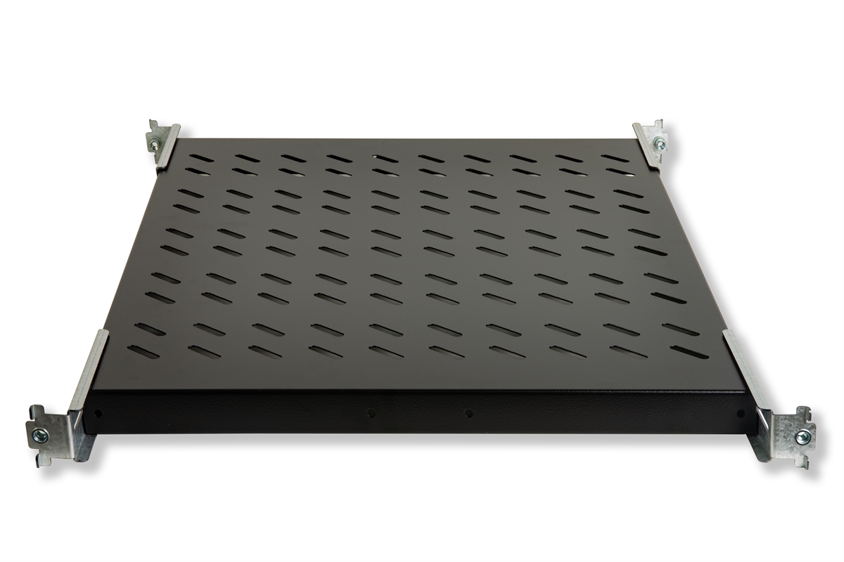 RIPIANO UNIVERSALE PER ARMADIO RACK 19" ALLUNGABILE 570 MM CON 4 AGGANCI NERO