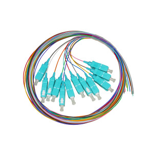 SET 12 CAVI PIGTAIL FIBRA OTTICA COLORATI CONNETTORI SC OM3 SIMPLEX 2 MT