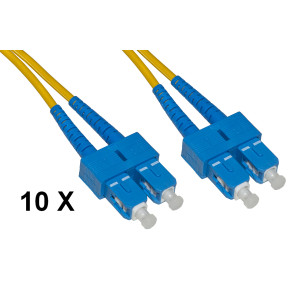 CONFEZIONE 10 CAVI FIBRA OTTICA SC A SC SINGLEMODE DUPLEX OS2 GUAINA 2 MM 9/125 MT.5
