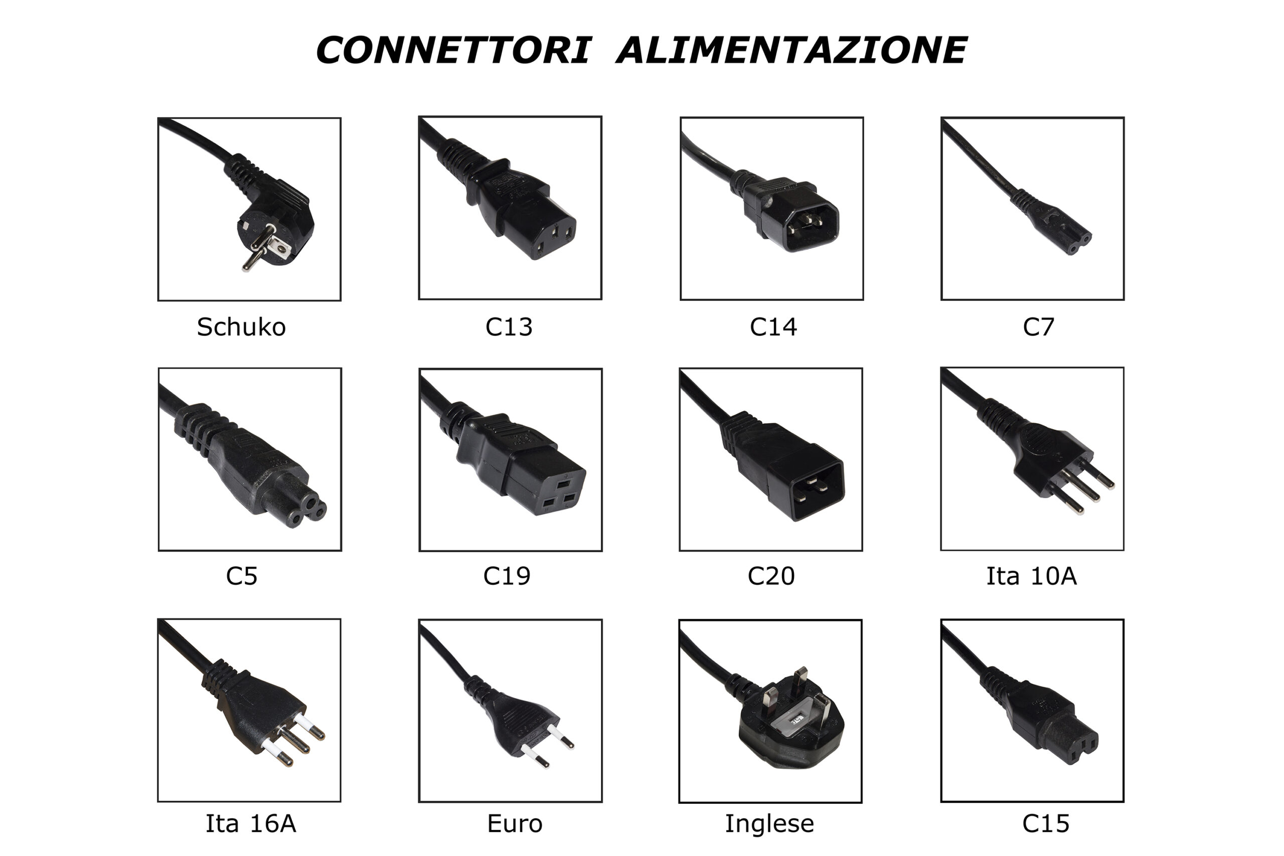 CAVO ALIMENTAZIONE SCHUKO - PRESA IEC C13 DRITTA MT. 3
