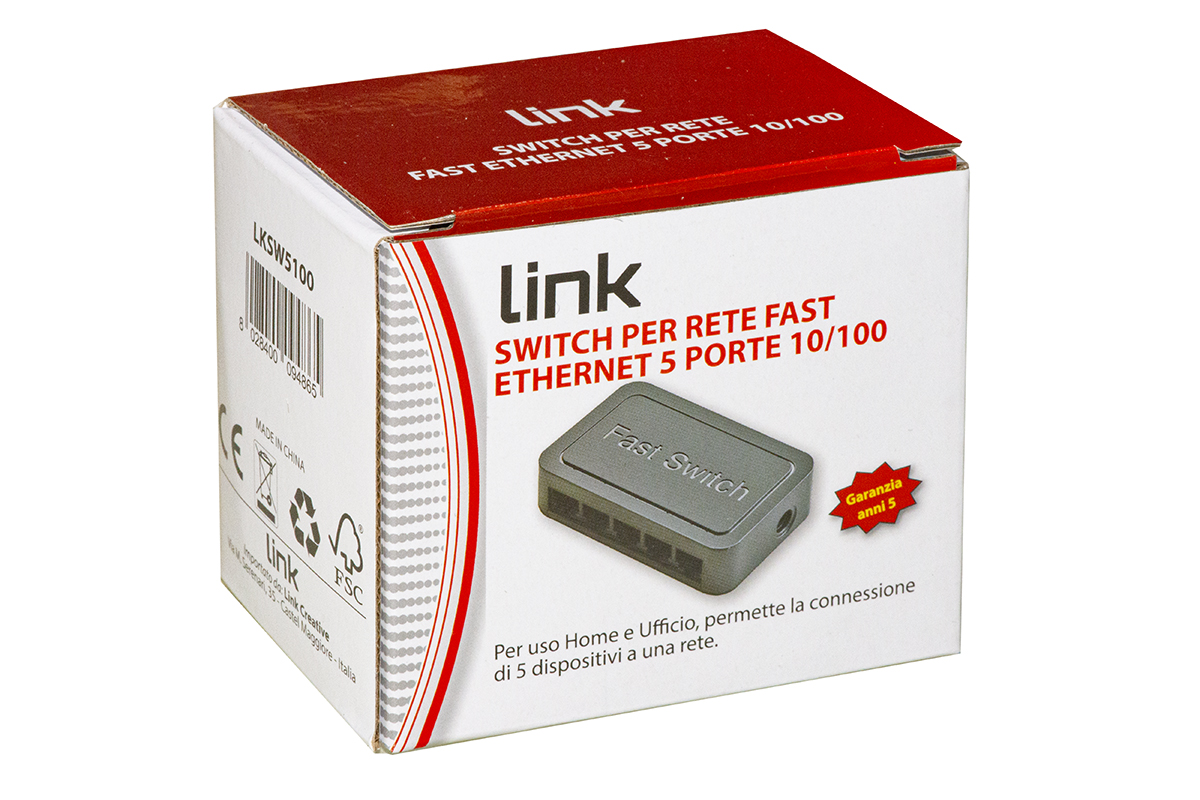 SWITCH DI RETE CON 5 PORTE 10/100 FAST ETHERNET