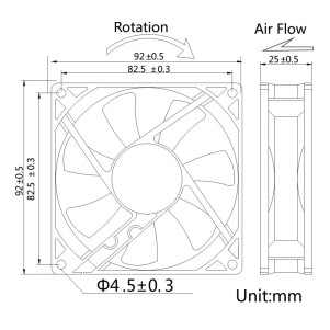 VENTOLA 92X92X25 12 VOLT CONNETTORE 3 FILI CON VITI INCLUSE