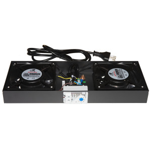 MODULO 2 VENTOLE CON TERMOSTATO PER ARMADI RACK A MURO LINK COLORE NERO