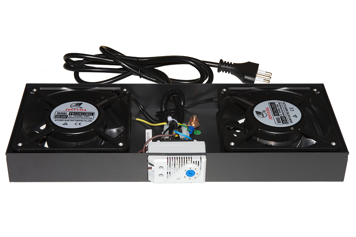 MODULO 2 VENTOLE CON TERMOSTATO PER ARMADI RACK A MURO LINK COLORE NERO