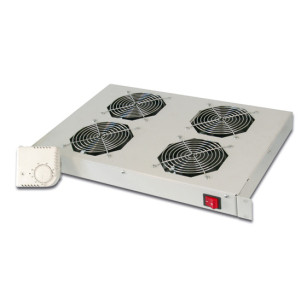 SISTEMA DI VENTILAZIONE CON TERMOSTATO MONTAGGIO FRONTALE IN ARMADI 19" CON 4 VENTOLE