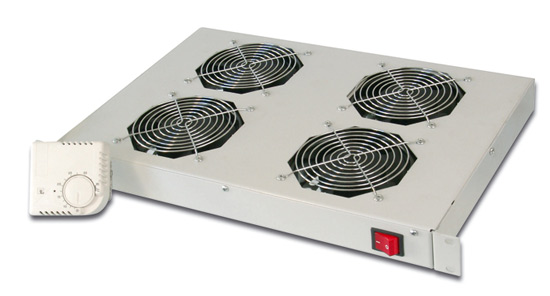 SISTEMA DI VENTILAZIONE CON TERMOSTATO MONTAGGIO FRONTALE IN ARMADI 19" CON 4 VENTOLE